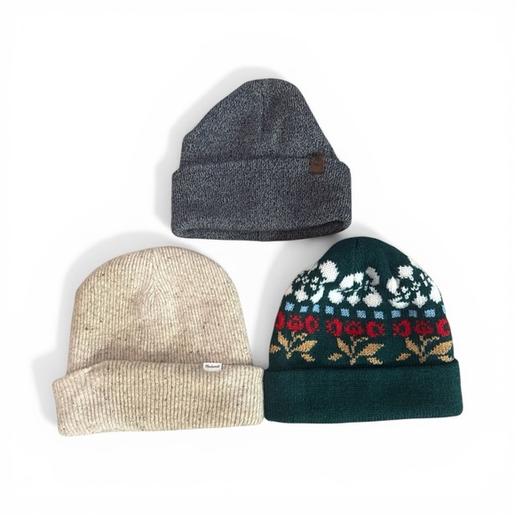Timberland Other - Timberland Madewell & Floral Print Winter Beanie Hat Bundle of 3 Cozy Beanies